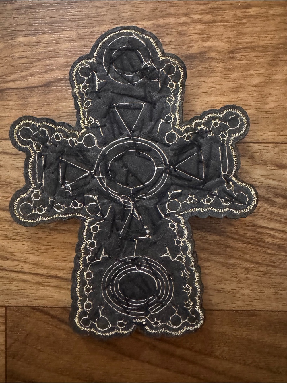 Large Beaded Rhinestone Cross Appliqué Patch - Picture 5 of 5
